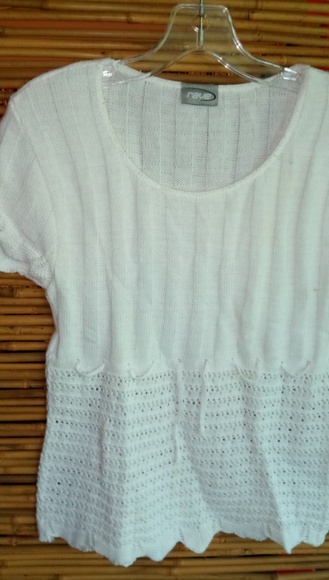 Rave Tops - Rave White Thin Knit Top Dz S/M
